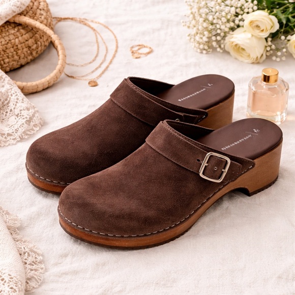 Anthropologie Shoes - Boho Minimalist European Artisan Suede Clogs Brown Leather Mule EU 39 US 8.5-9